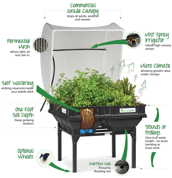 Vegepod self watering raised bed for vegetable growing